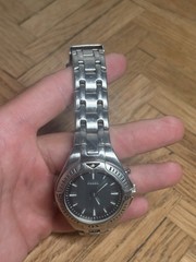Vintage 90s Fossil Blue AM-3541 Stainless Steel Quartz 100M Wristwatch