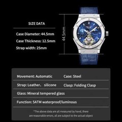 PINDU Design 6537 Men’s Automatic Mechanical Moonphase Leather Watch Waterproof