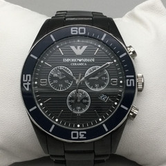 Emporio Armani Ceramic Chronograph Watch Mens 43mm AR-1429 New Battery 7.25″