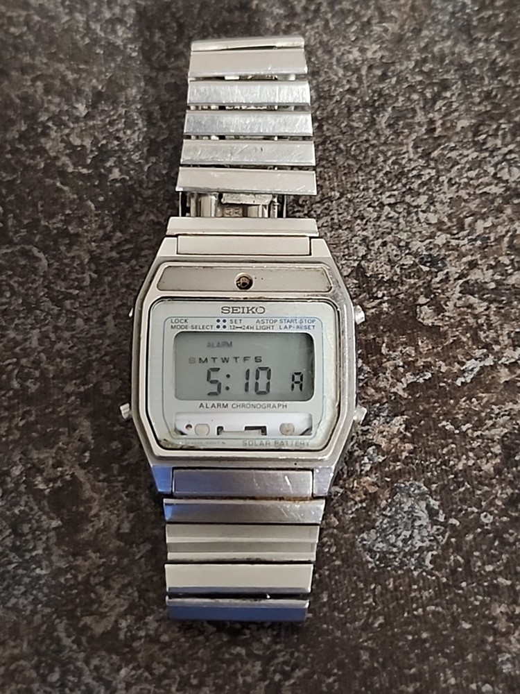 Vintage Seiko Alarm Chronograph A628-5000. Working Missing Solar Panel.Very Rare