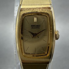 Seiko Tank Watch Women 13mm Champagne Dial Gold Tone Rectangle 2e20-5139 NewBatt
