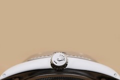 ROLEX MENS DATEJUST 16014 GRAY ROMAN DIAL 18K WHITE GOLD STAINLESS STEEL WATCH
