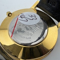 Unused Image Target Quartz Watch Men Gold Tone White Leather Analog New Battery