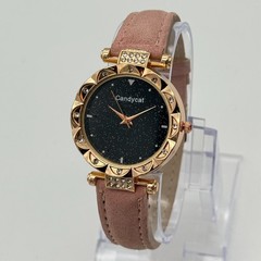 Women’s CANDYCAT Rose Gold Tone Quartz Watch, Sparkle Dial, Pink Strap, Crystals