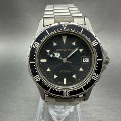 Christian Mode Dive Watch Unisex 33mm Black Dial Silver Tone Date Round New Batt