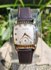 Vtg 1950’s Waltham Tank Men’s 27mm Watch 1155 Mechanical Gold Tone 10K RGP 17J!!