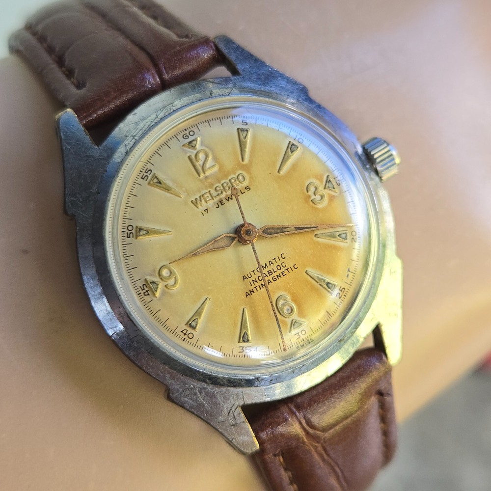 Vintage WELSBRO men’s automatic watch Swiss AS 1361N 17Jewels 1950s