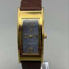 Pastorelli Womens Watch 22mm Blue MOP Dial Gold Tone Brown Leather New Battery