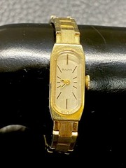 Antique Bulova Wrist Watch #6712 Swiss Gold Toned Tuning Fork Crown