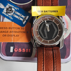 Fossil Big Tic rare watch mens – brilliant animation – new batteries, with box