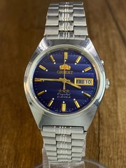 Orient Crystal 3 Stars Blue Wave Vintage automatic 21 jewels Japan mens watch