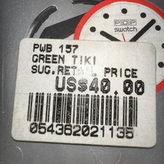 POP SWATCH Watch GREEN TIKI PWB157 Vintage 1991 Swiss Blue Flowers great cond