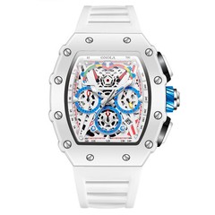 ONOLA Men Skeleton Quartz Watch Waterproof Sport Silicone Strap Hollow Dial