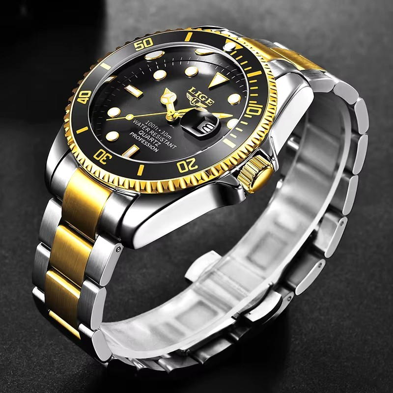 42MM LIGE Quartz Men’s Luxury Watch Dive 30M Waterproof Luminous Stainless NEW