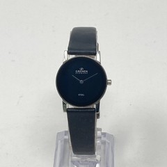 Skagen Grenen Womens Watch 27mm Silver Tone Black Slim Leather New Battery 8.75″
