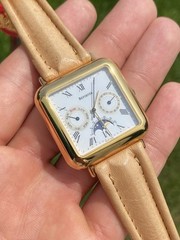 Vintage Square Swiss Moonphase Quartz Watch Reporter