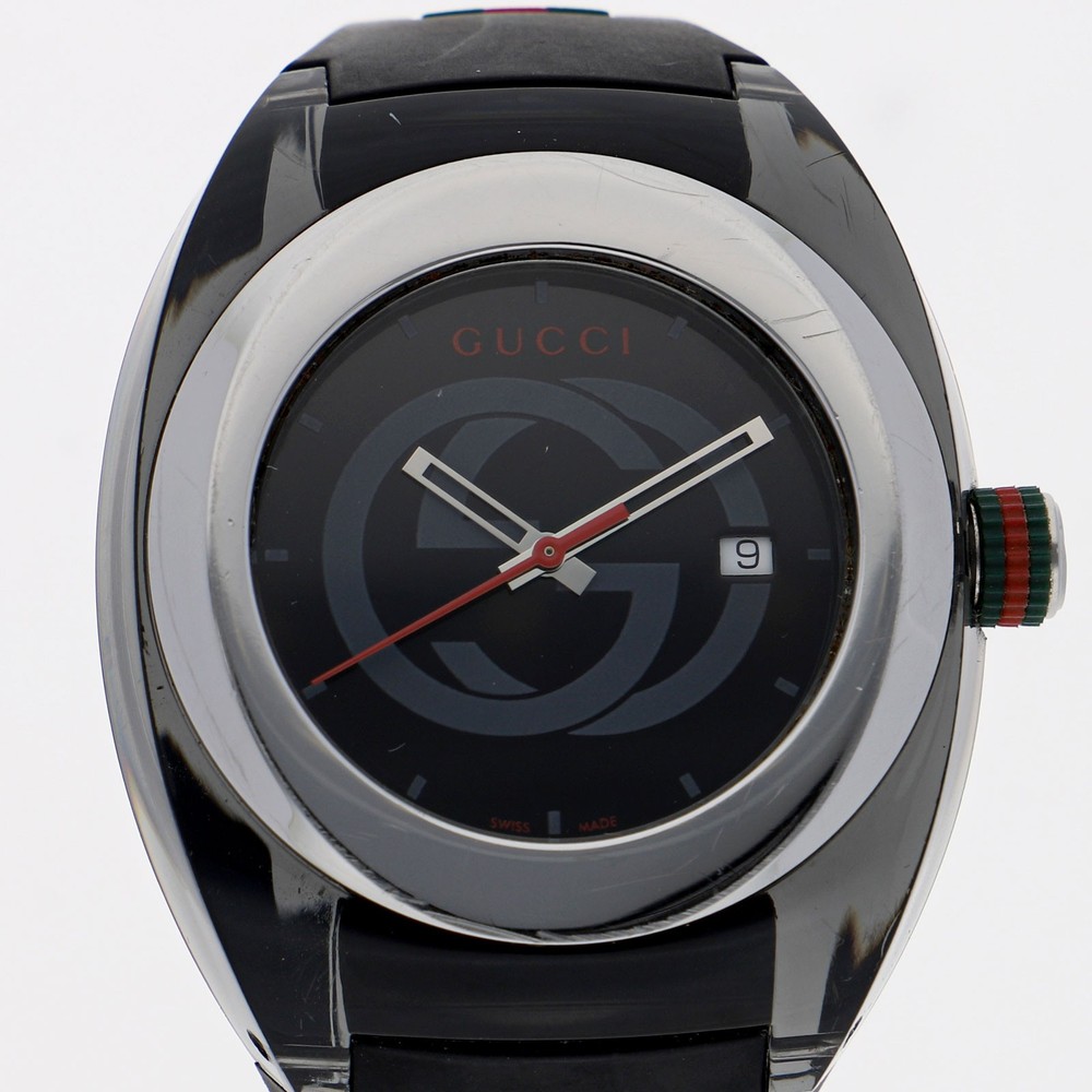 GUCCI YA137101 137.1 sink WATCH black SS/rubber/resin QZ