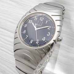 DUNHILL Jorg Hysek Quartz Watch Blue Dial Date 34mm Men’s 17.5cm Wrist 120g Used