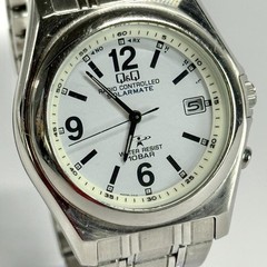 CITIZEN Q&Q HR15 Solar Silver Tone Quartz Analog Men Vintage Watch W518 *WORKING