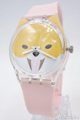 New Swatch Swiss Originals AKITA INU Pink Silicone Watch 34mm GE279 $75