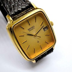 SEIKO 3422-5020 Unisex Quartz Watch Champagne Gold Dial 22mm Wrist 12.5-16cm