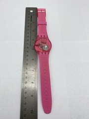 Swatch Pink Translucent Day-Date Analog Quartz Watch 40.8mm Case 9.5″ Band