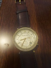 Michael Kors Parker MK2249 Women’s Brown Leather Strap Analog Watch *New Battery