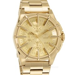DIESEL Framed Mens 44mm Chronograph Watch, Gold Dial, Stainless Steel Band