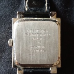 Warner Bros. Bad Kitty Analog Quartz Square Wristwatch Black Leather Strap