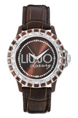 Womens Watch LIU JO Luxury BAGUETTE Genuine Leather Swarovski 10 Colors Lady DD