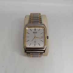 SEIKO Quartz Watch 6030-5430 Square Case Silver Gold Two-Tone Vintage Japan