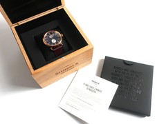 SHINOLA DETROIT Runwell 41mm Navy Dial Wine Red Leather Strap Watch Unisex