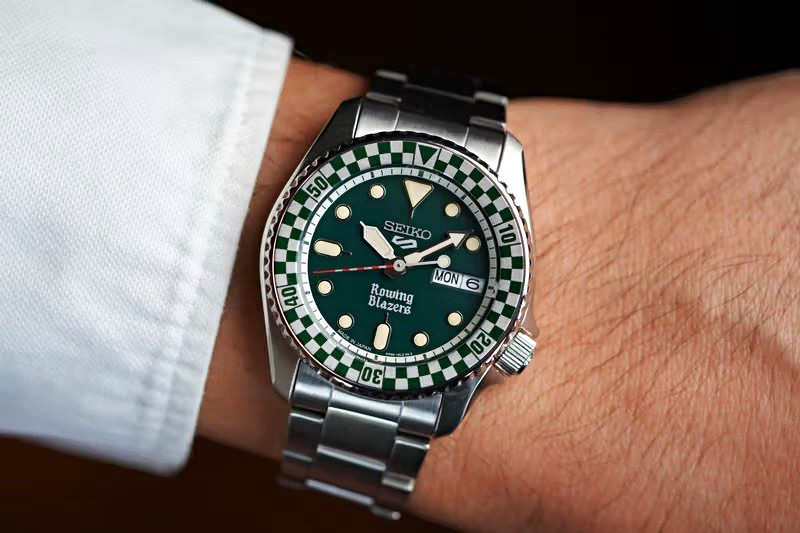 Rowing Blazers x Seiko 5 Sports Green Dial Auto Day/Date Steel Bracelet
