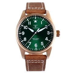 39mm Solid Cusn8 Bronze Pilot Sapphire 20ATM Diver NH35A PT5000 Auto Men Watch