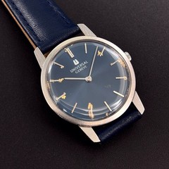 Vintage Universal Geneve Ultra Rare Blue Sunburst Dial Manual Swiss Watch 842101