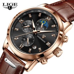 LIGE Men Watch Quartz Analog Luminous Date Waterproof Business Man Wristwatch