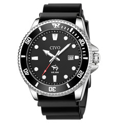 Mens Sport Watch Analog Waterproof Luminous Date Silicone Strap Outdoor Casual