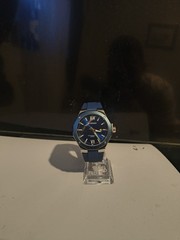 CURREN Quartz Analog Watch Blue Sunburst Dial Date, Blue Rubber Strap 40-43.9mm