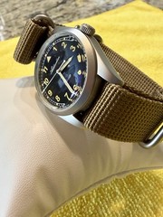 ADDIESDIVE 36mm VH31 Retro Pilot Field Watch AD2079- Black Dial, Tan NATO.
