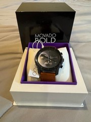 Movado Bold 44mm Stainless Steel Case Cognac Leather Strap – 3600476