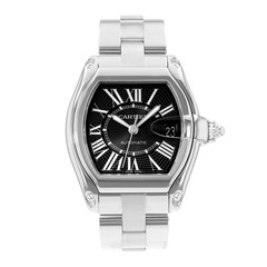 Cartier Roadster W62041V3 2510 38mm Large Black Roman Dial Steel Mens Watch
