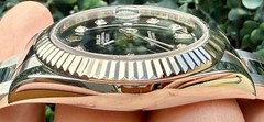 Rolex Datejust II Black AM Diamond Dial 41mm 18k White Gold Fluted Oyster 116334