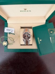 Rolex Datejust 36mm 126231 Rose Gold Fluted Bezel Wimbledon Roman Dial Jubilee