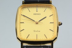 [Near Mint] SEIKO Dolce 5E31-5A80 Gold SGP30 Square Quartz Men’s Watch JAPAN