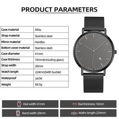 Men’s Watch Simple Men’s Wrist Watch Simple Ultra-Thin Fashion Mesh Stainless…