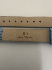 Jean Dousset Light Blue Genuine Leather Band Rhinestone Buckle Women 12mm