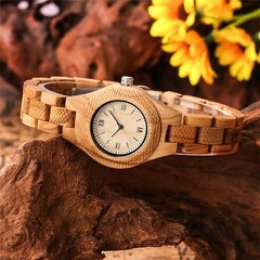Handmade Olive Wood Watch Women Full Wood Minimalist Natural Grain Quartz Presen