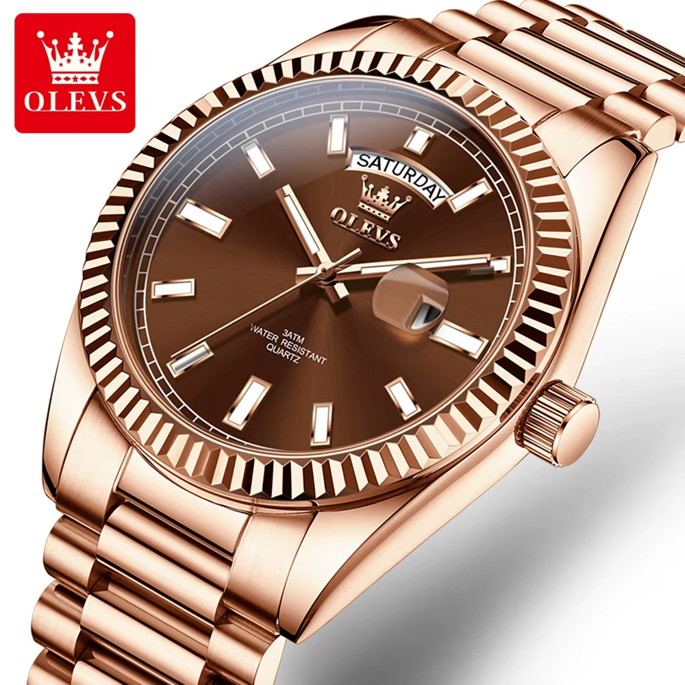 OLEVS Men’s Watch Top Brand Luxury Wrist Watch For Men Fashion Rose Gold Steel