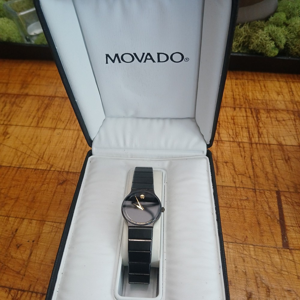 Movado Museum Watch Womens 22mm Black Dial Black Tone Round 84.C6.881.2A
