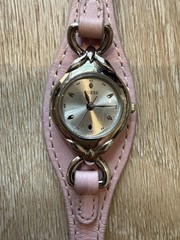 Vintage Y2K Guess Pink Genuine Leather Cuff Watch